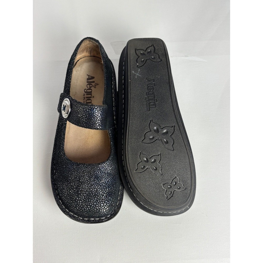 Alegria Paloma Mary Jane Shoes Black Blue Stingray Leather EU 38 US 8-8.5 - Picture 10 of 12
